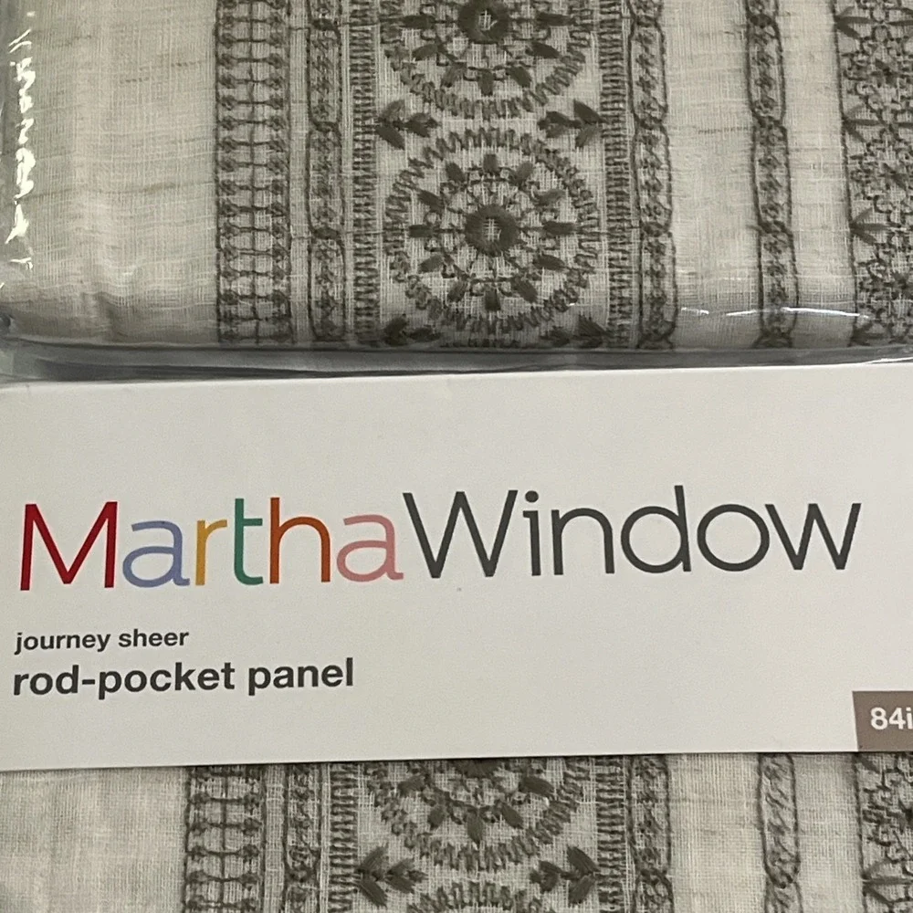 Martha Window Journey Sheer Rod‎ Pocket Panel Aluminum Khaki Set 50x84
